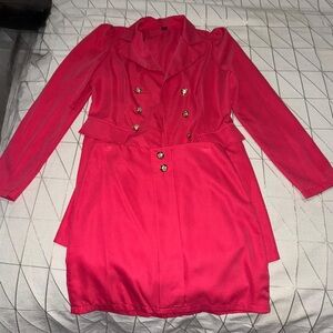 Vibrant Pink Double-Breasted Coat